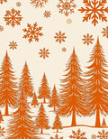 Orange Pine Forest Snowflakes Rug