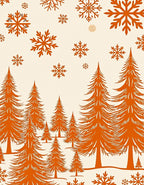 Orange Pine Forest Snowflakes Rug