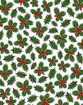 Green Holly Red Berry Christmas Rug