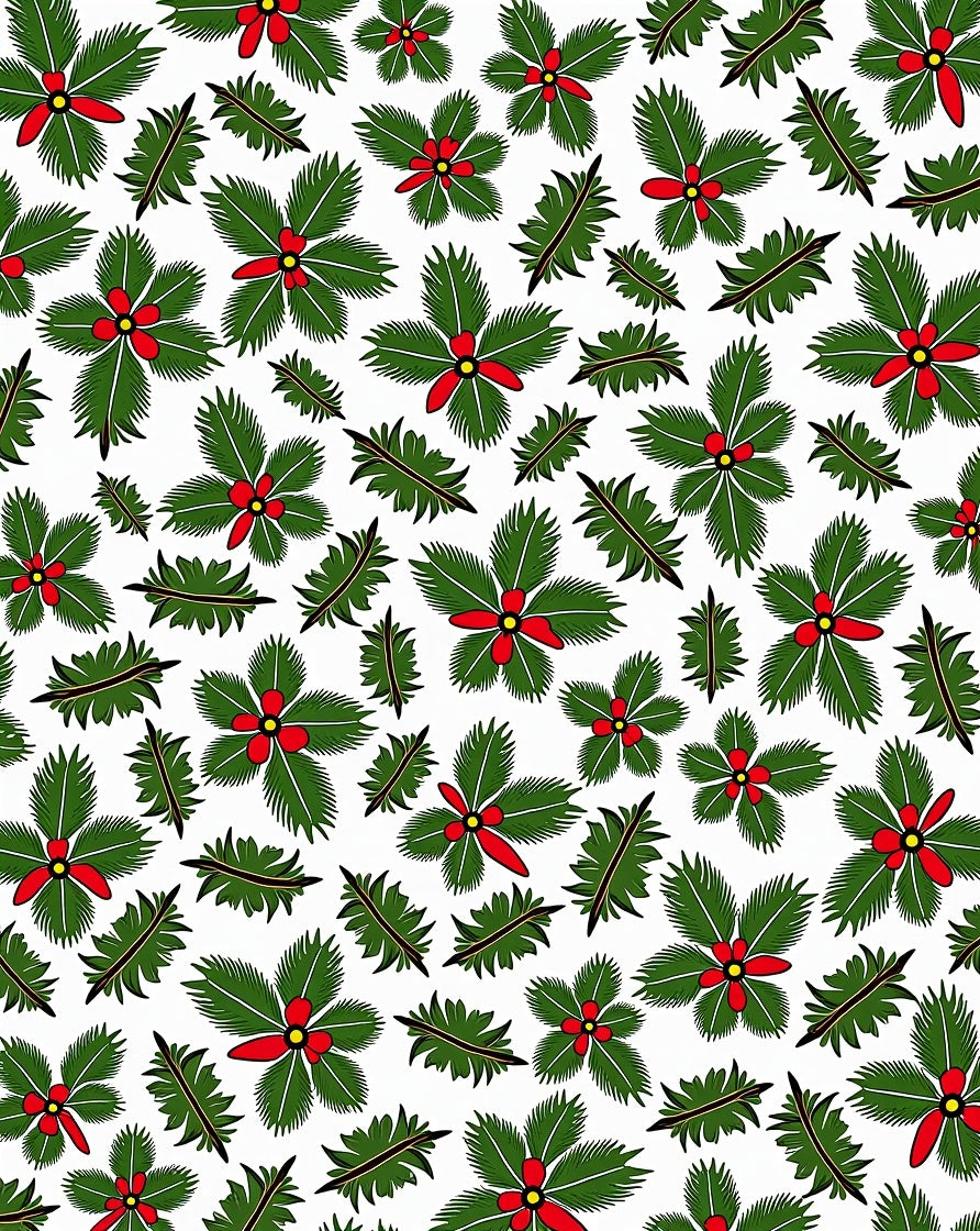 Green Holly Red Berry Christmas Rug