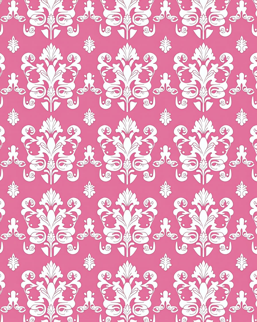 Pink floral damask classic repeat Rug