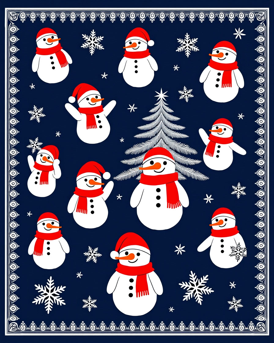 Charming Snowmen Winter Festival Rug