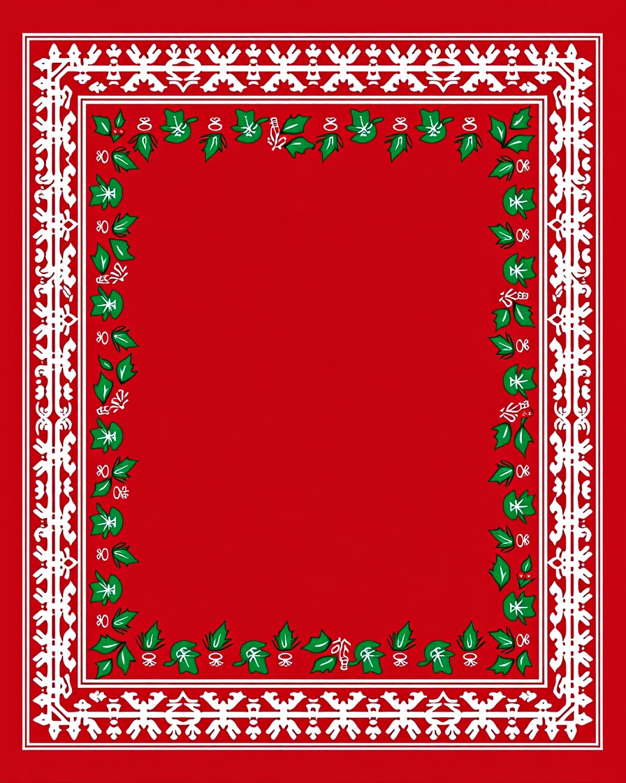 White Red Holly Border Rug