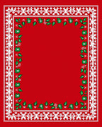 White Red Holly Border Rug
