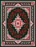 Ornate Red and Green Floral Medallion Rug