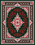 Ornate Red and Green Floral Medallion Rug