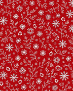 Red White Snowflake Botanical Trail Rug