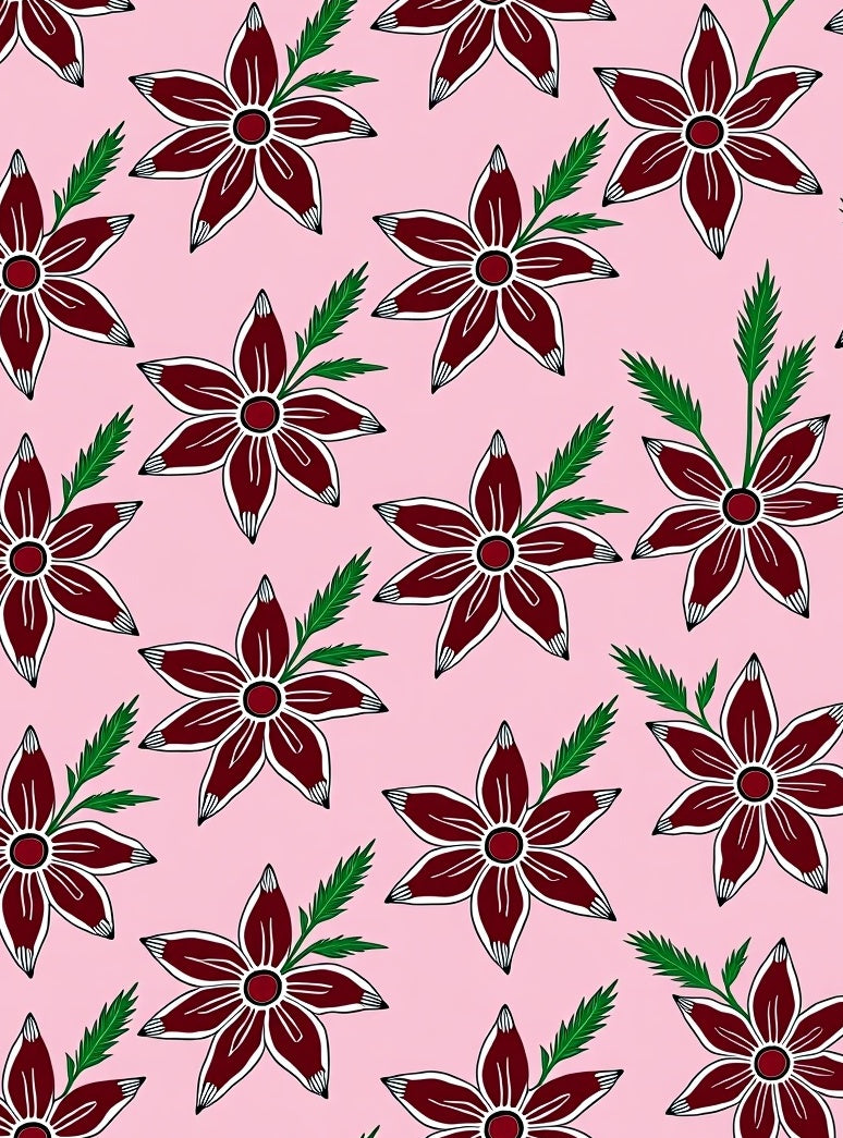 Dark Red Blooming Floral Accents Rug