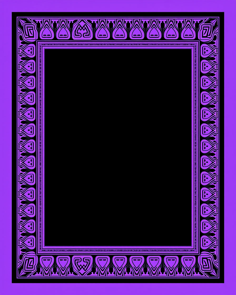 Bold Violet Art Deco Border Rug