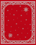 Crimson White Snowflake Border Rug