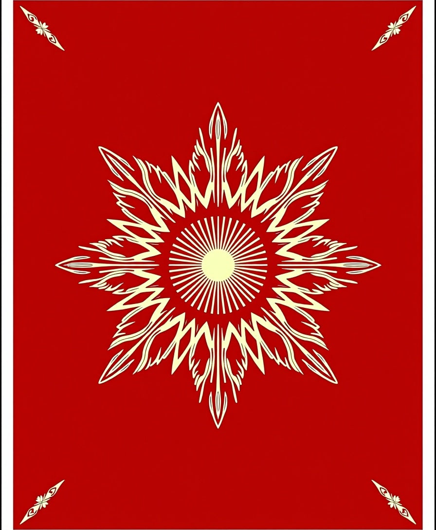 Crimson Sunburst Star Medallion Rug