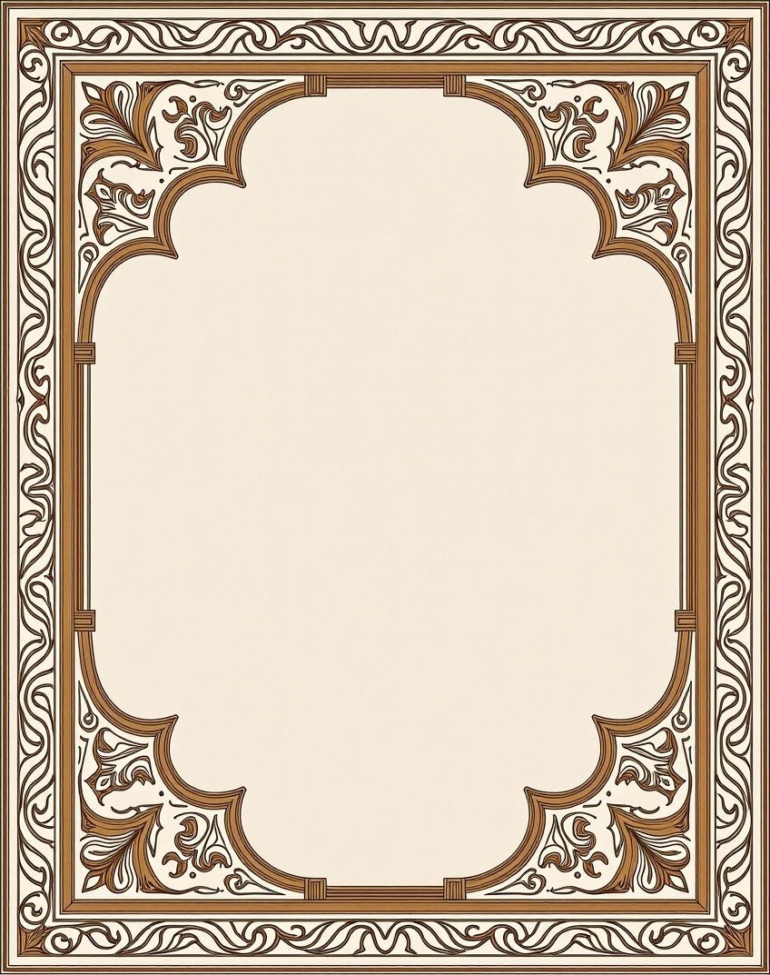 Ornate Brown Arabesque Archway Frame Rug