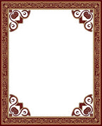 Ornate Red and Gold Scrollwork Border Rug