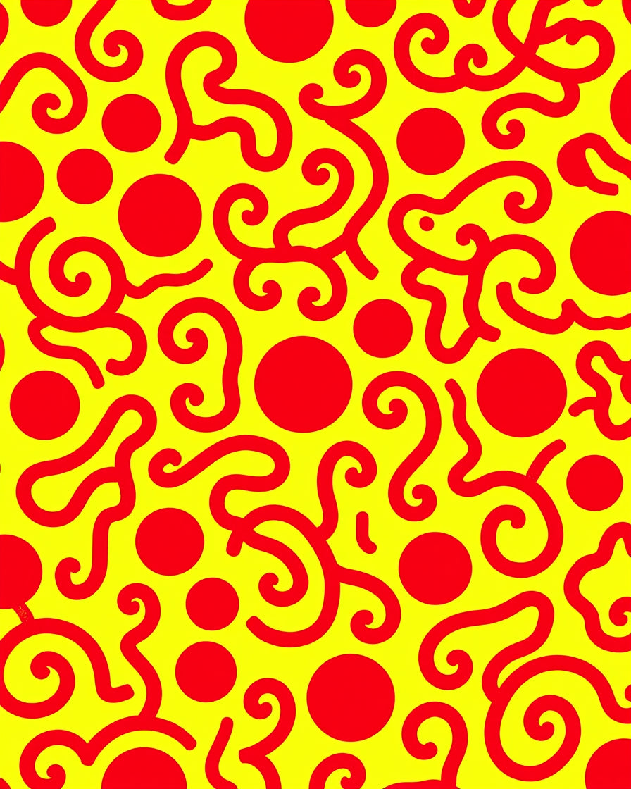 Vibrant Red Swirl Dots Rug