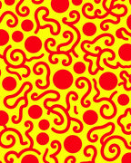 Vibrant Red Swirl Dots Rug