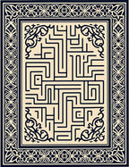 Aesthetic Navy Maze Border Rug