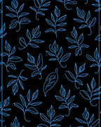 Bright Blue Leafy Branches On Black Rug