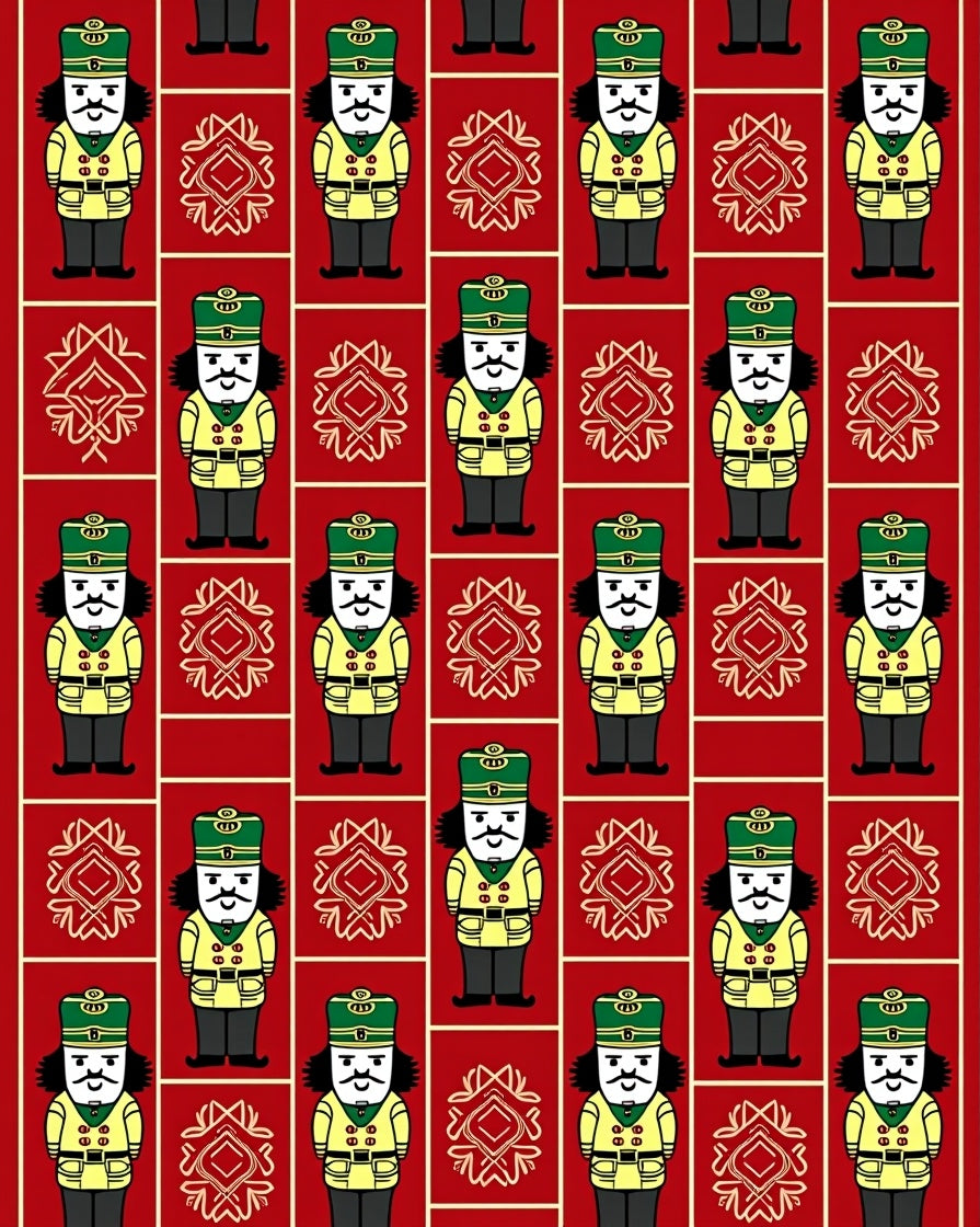 Holiday Nutcracker Red Geometric Rug