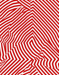 Crimson White Optical Illusion Stripes Rug