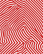 Crimson White Optical Illusion Stripes Rug