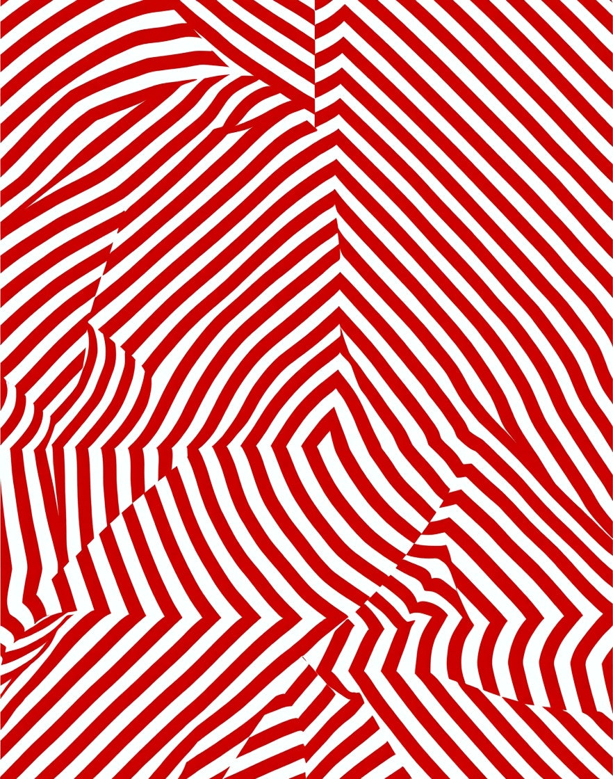 Crimson White Optical Illusion Stripes Rug