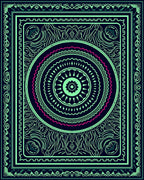 Vibrant Mint Medallion Geometric Border Rug