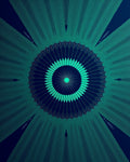 Radiant Teal Burst Kaleidoscope Rug
