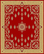 Crimson Gold Ornate Floral Medallion Rug