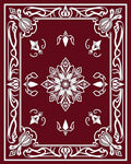 Crimson Floral Scrollwork Medallion Rug