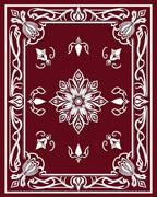 Crimson Floral Scrollwork Medallion Rug