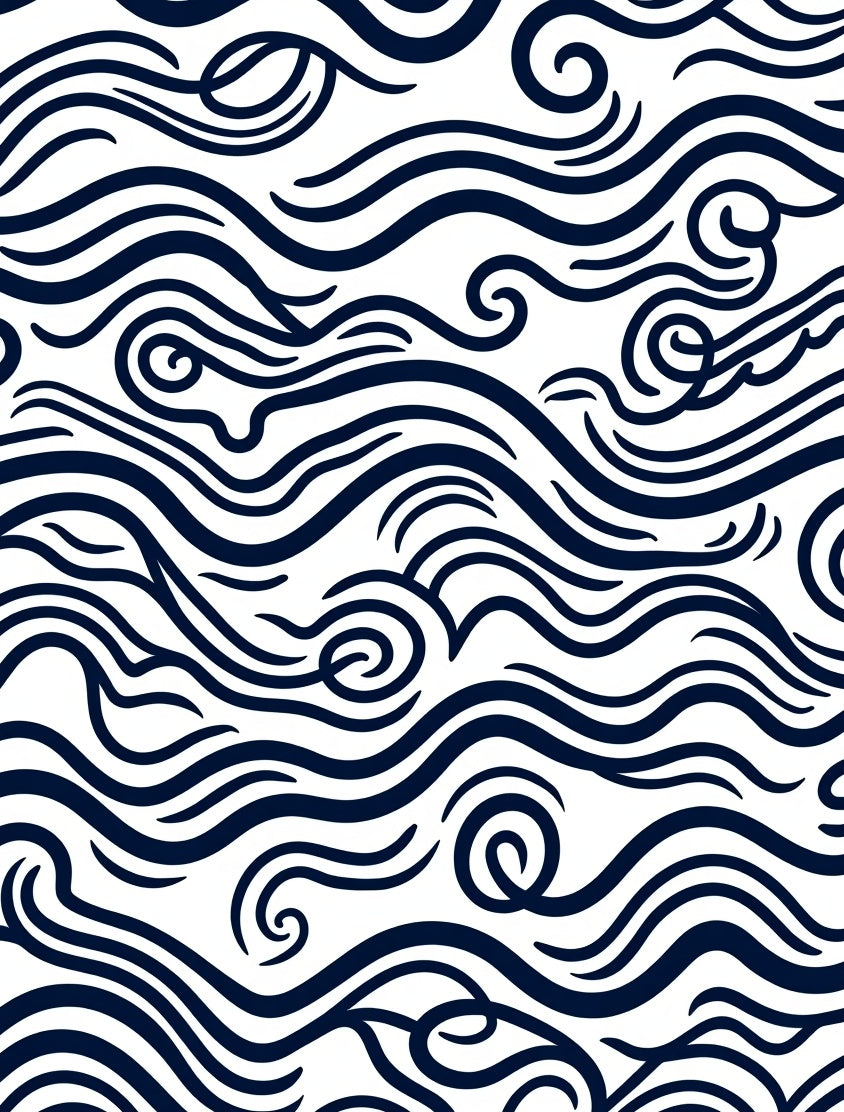Deep Blue Abstract Wave Rug
