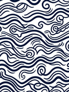 Deep Blue Abstract Wave Rug