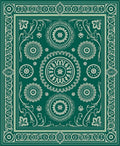 Emerald Green Medallion Floral Border Rug