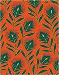 Bold Teal Floral Branches Orange Rug