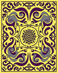 Bold Yellow Purple Swirling Animal Motif Rug