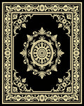 Classic Black Gold Floral Medallion Rug