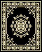 Classic Black Gold Floral Medallion Rug