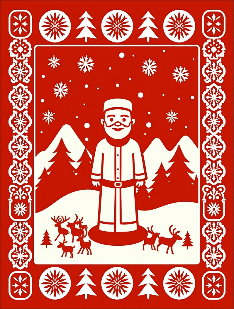 Merry Santa Woodland Scene Rug