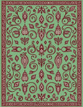 Deep Teal Floral Scroll Medallion Rug