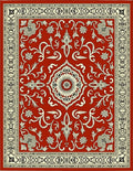 Crimson Ivory Floral Medallion Border Rug