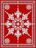 Crimson Snowflake Intricate Border Rug