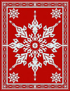 Crimson Snowflake Intricate Border Rug