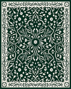 Dark Green Botanical Garden Mandala Rug