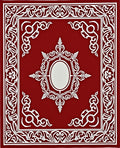 Vibrant Red White Filigree Medallion Rug