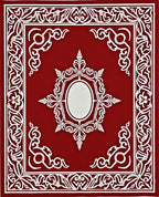 Vibrant Red White Filigree Medallion Rug