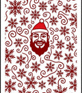 Red Santa Face Snowflakes Swirls Rug