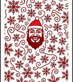 Red Santa Face Snowflakes Swirls Rug