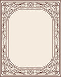 Ornate Dark Brown Floral Border Rug