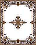 Ornate Golden Brown Floral Frame Rug