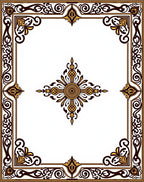 Ornate Golden Brown Floral Frame Rug